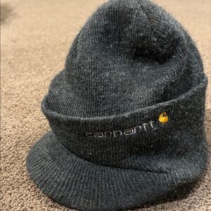 Carhartt Knit Winter Beanie Visor Bill Hat Gray - Made In USA